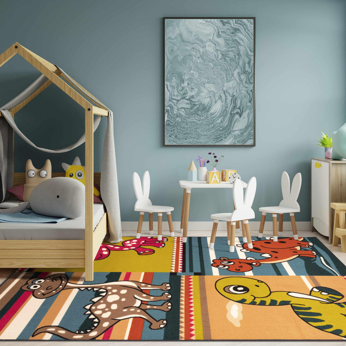 Dinoventure Non-Slip Kids Indoor Washable Area Rug