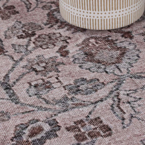 Distressed Floral Medallion Indoor Area Rug Dark Walnut