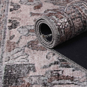 Distressed Floral Medallion Indoor Area Rug Dark Walnut