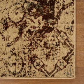 Distressed Floral Medallion Indoor Area Rugs or Runner Rug