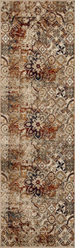 Distressed Floral Medallion Indoor Area Rugs or Runner Rug