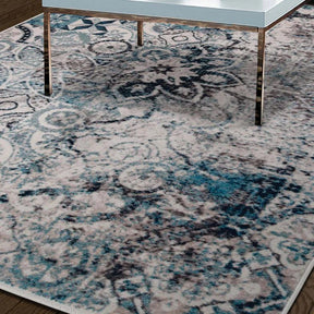 Distressed Floral Medallion Indoor Area Rugs or Runner Rug