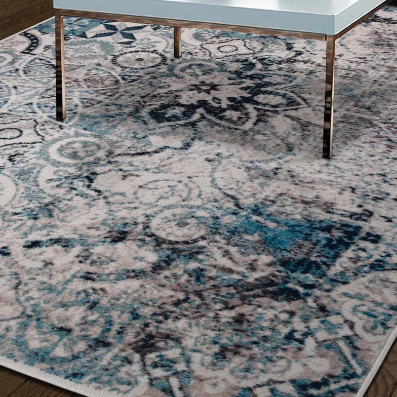 Distressed Floral Medallion Indoor Area Rugs or Runner Rug
