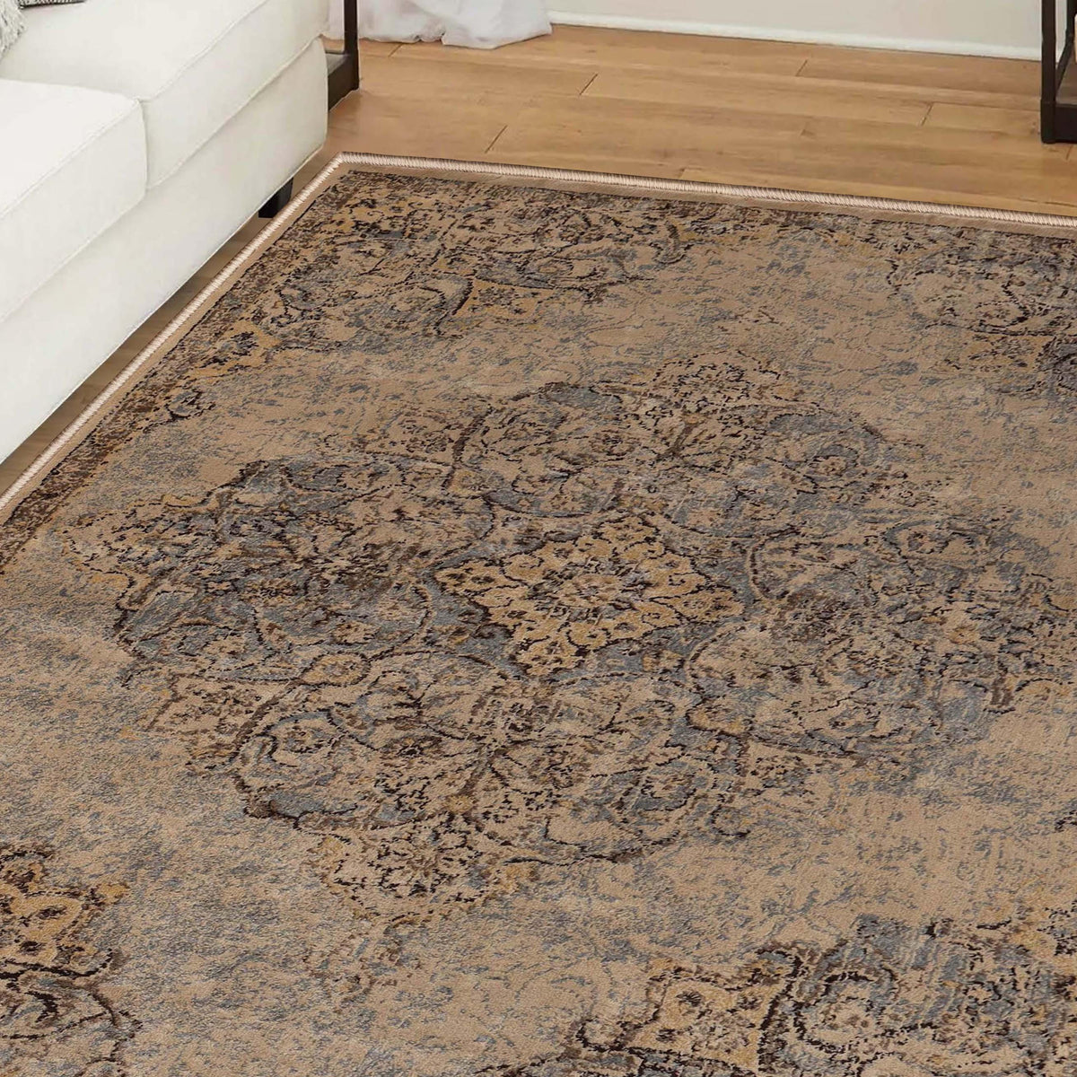 Distressed Traditional Medallion Damask Area Rugs Or Runner Rug