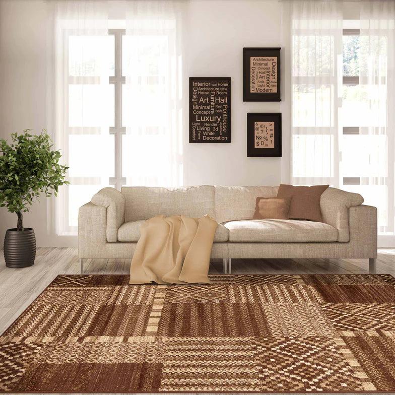 Dorset Block Patchwork Indoor Area Rug or Runner Rug