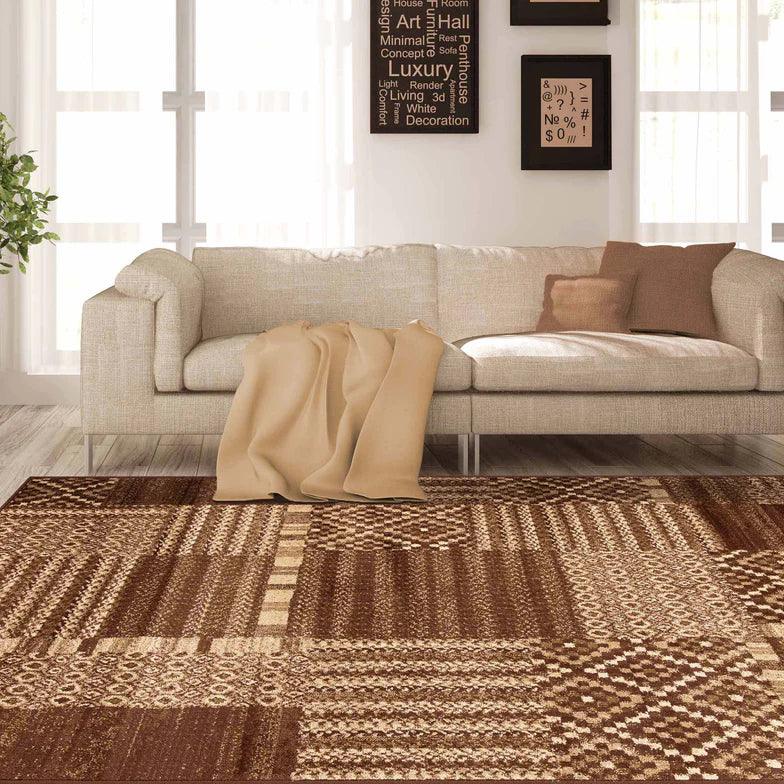 Dorset Block Patchwork Indoor Area Rug or Runner Rug