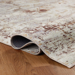 Dove Rustic Distressed Faded Medallion Washable Indoor Area Rug