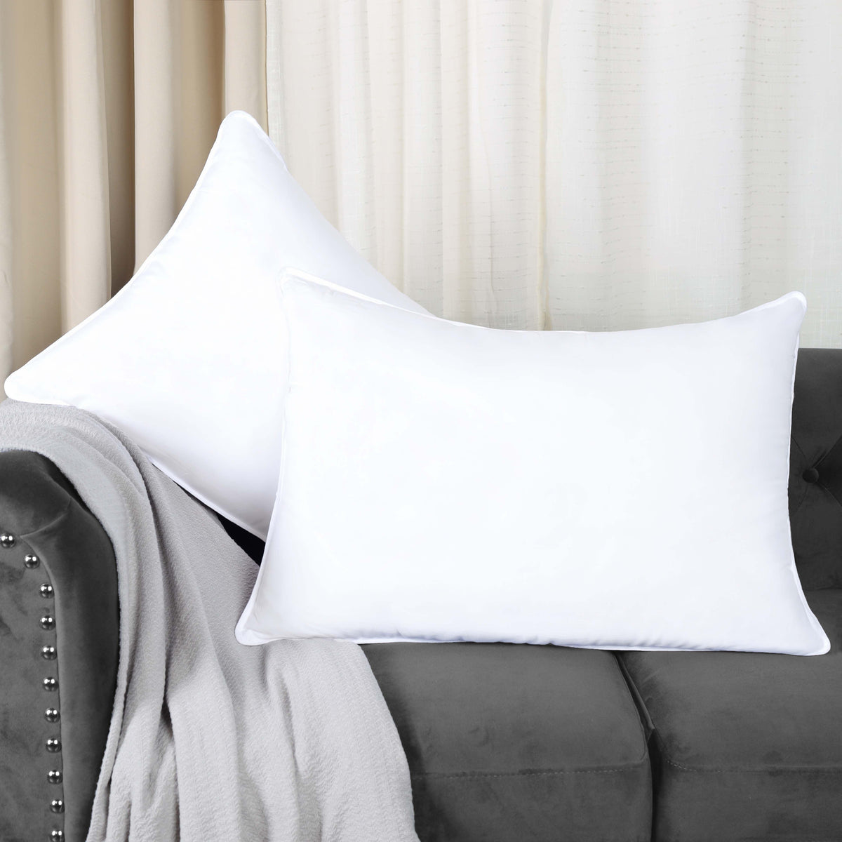 Down Alternative Medium Density Solid Pillows, Set of 2 and 4