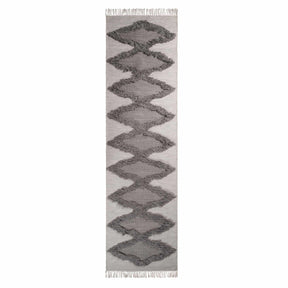 Eclectic Wool Abstract Geometric Fringe Indoor Area or Runner Rug