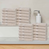 Eco-Friendly Cotton Absorbent 24-Piece Washcloth / Face Towel Set