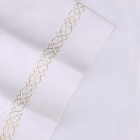 100% Egyptian Cotton 1000 Thread Count Embroidered Pillowcase Set