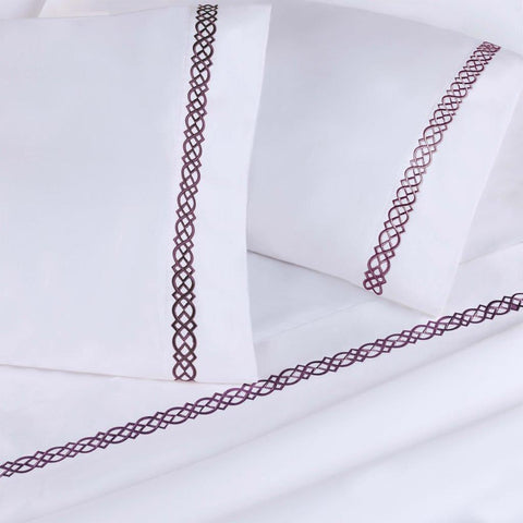 100% Egyptian Cotton 1000 Thread Count Embroidered Pillowcase Set