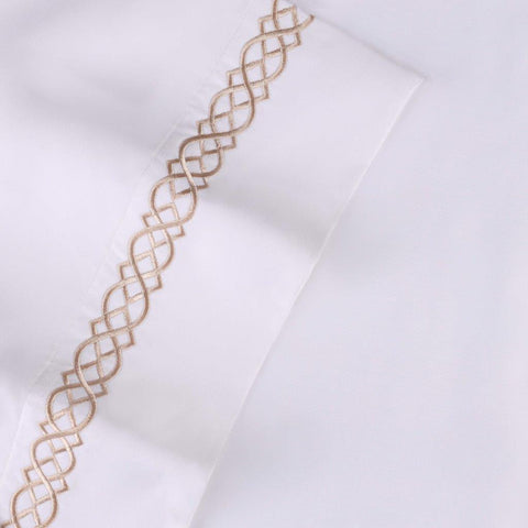 100% Egyptian Cotton 1000 Thread Count Embroidered Pillowcase Set