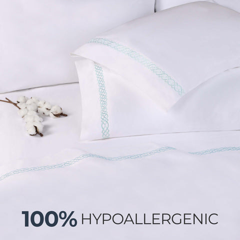 100% Egyptian Cotton 1000 Thread Count Embroidered Pillowcase Set