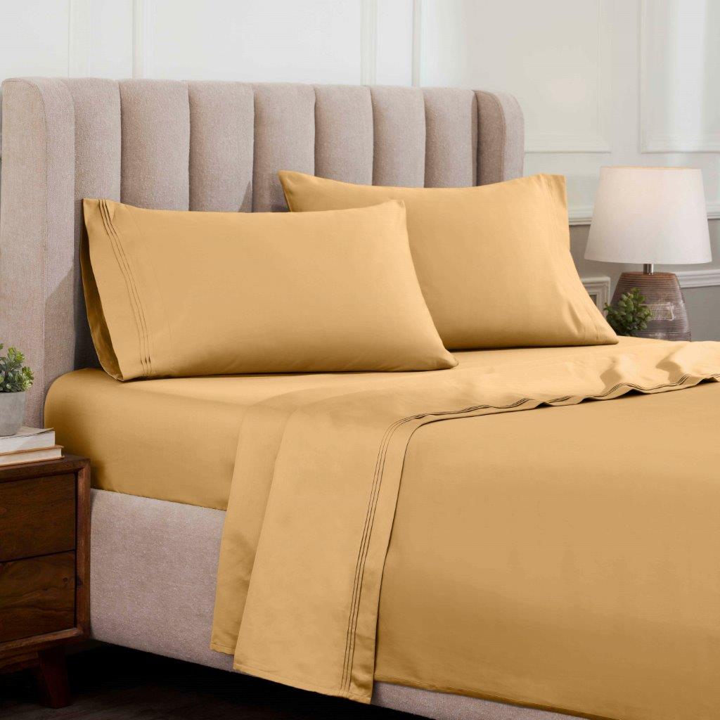 Egyptian Cotton 1500 Thread Count Eco-Friendly Solid Sheet Set Gold
