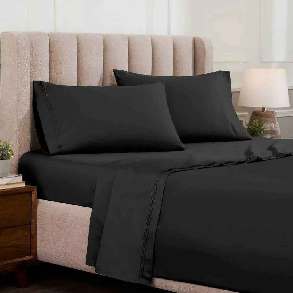 Egyptian Cotton 1500 Thread Count Eco-Friendly Solid Sheet Set Black