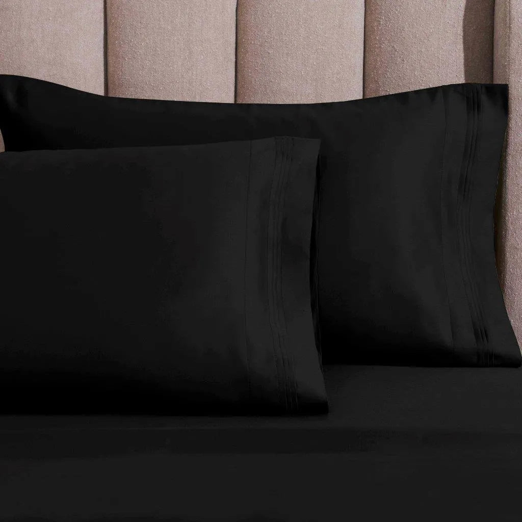 Egyptian Cotton Sateen Sheet Set 1500 Thread Count Black