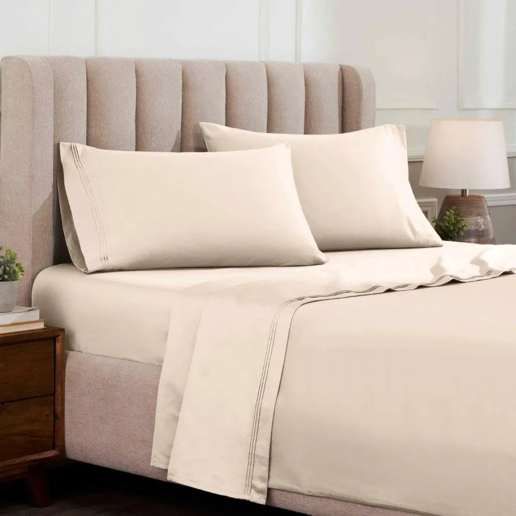 Egyptian Cotton 1500 Thread Count Eco-Friendly Solid Sheet Set Ivory