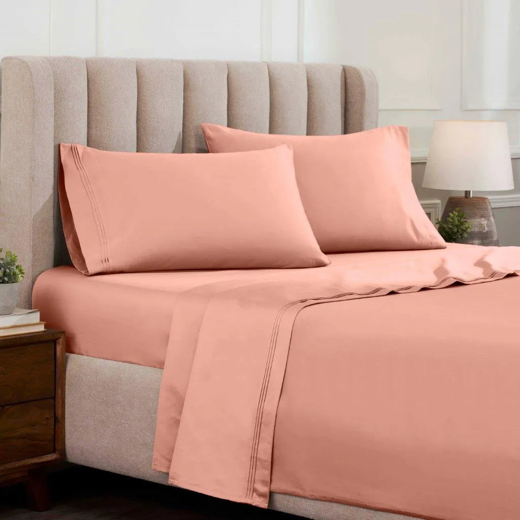 Egyptian Cotton 1500 Thread Count Eco-Friendly Solid Sheet Set Dusted Rose