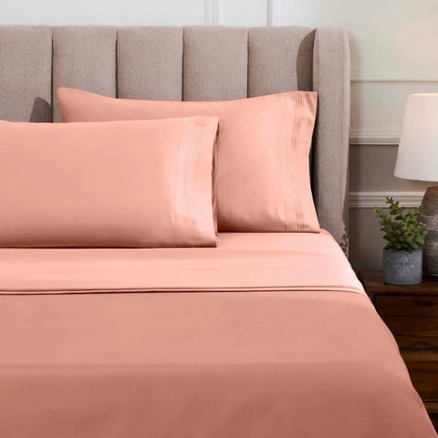 Egyptian Cotton Sateen Sheet Set 1500 Thread Count Dusted Rose