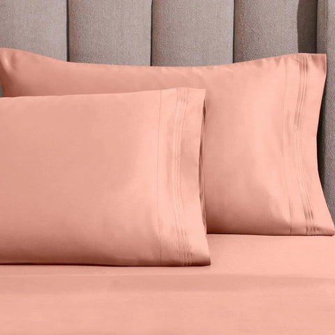 Egyptian Cotton Sateen Sheet Set 1500 Thread Count Dusted Rose