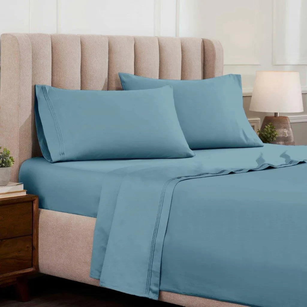Egyptian Cotton 1500 Thread Count Eco-Friendly Solid Sheet Set Medium Blue