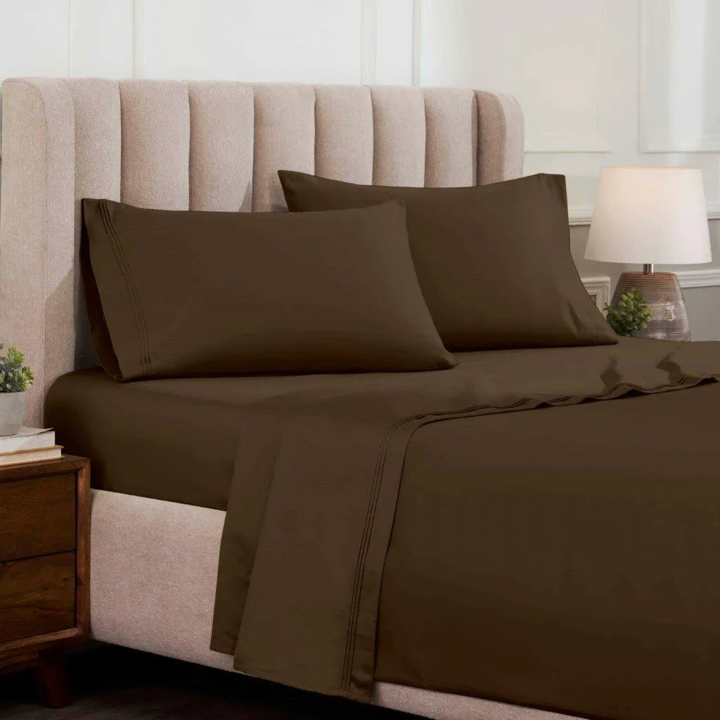 Egyptian Cotton Sateen Sheet Set 1500 Thread Count Mocha