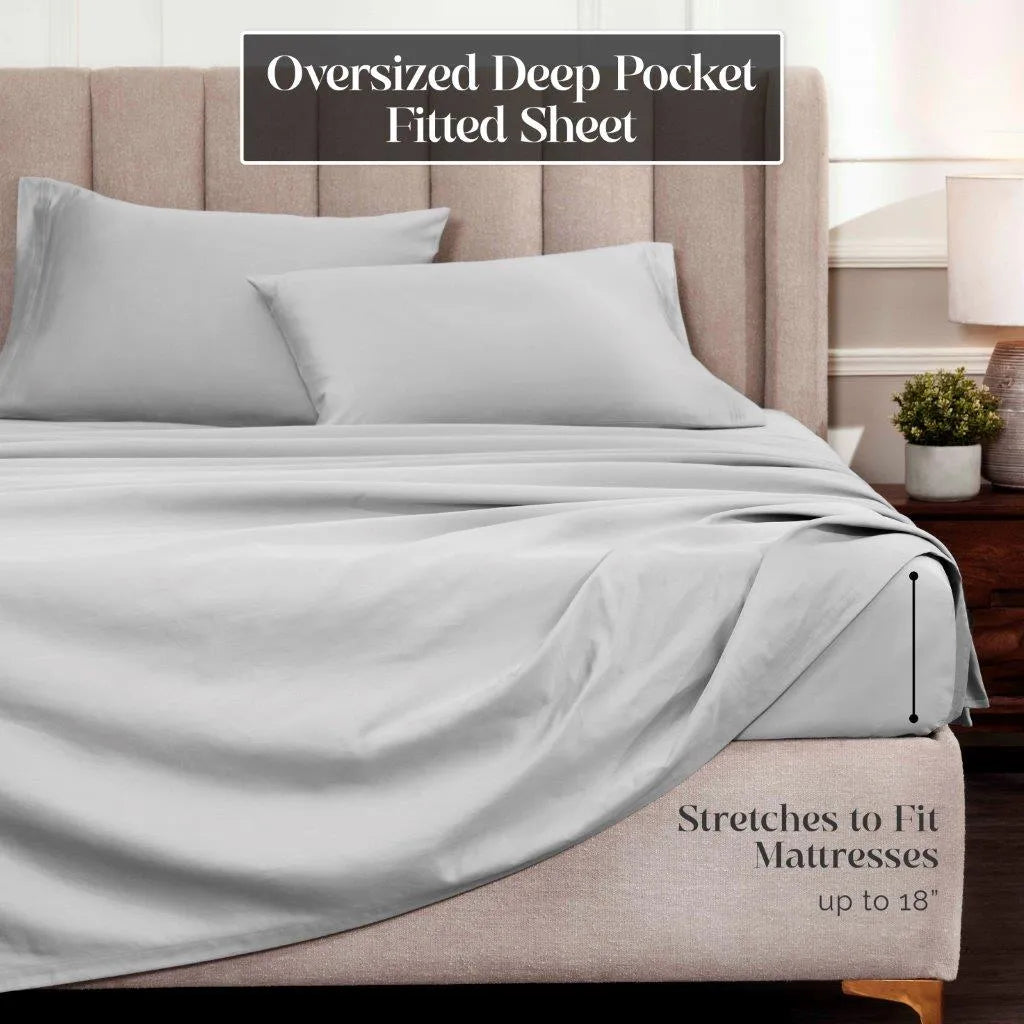 Egyptian Cotton Sateen Sheet Set 1500 Thread Count Platinum