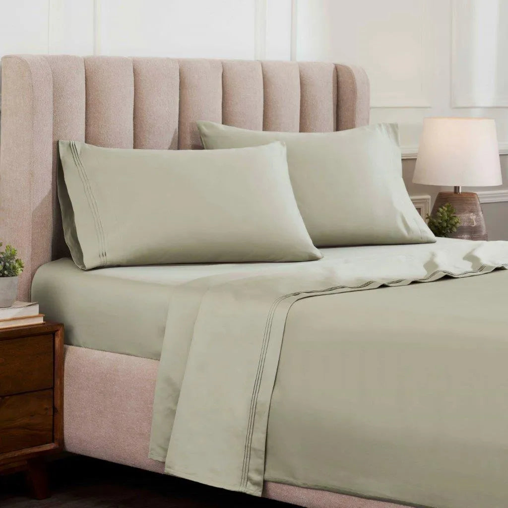 Egyptian Cotton 1500 Thread Count Eco-Friendly Solid Sheet Set Sage