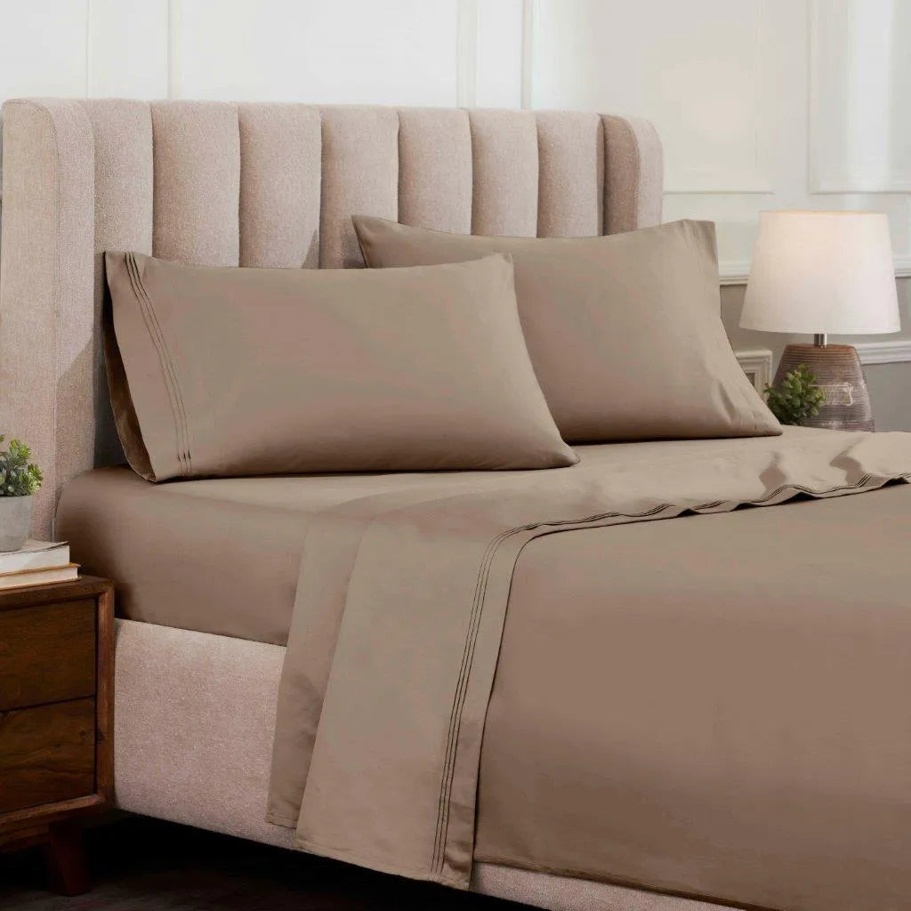 Egyptian Cotton 1500 Thread Count Eco-Friendly Solid Sheet Set Taupe
