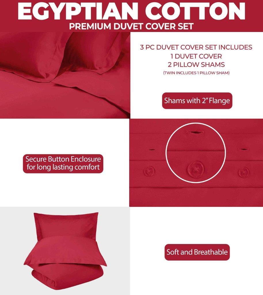 Egyptian Cotton 300 Thread Count Solid Luxury Duvet Cover Set