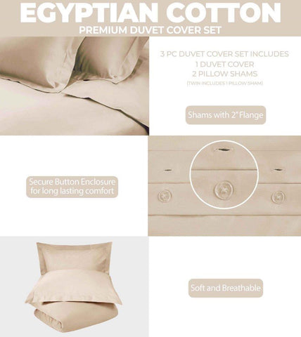 300 Thread Count Egyptian Cotton Solid Duvet Cover
