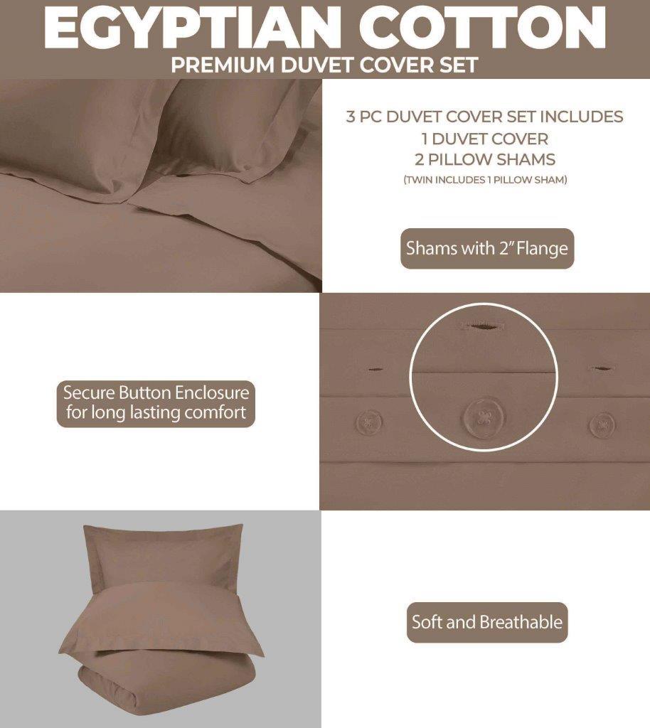 Egyptian Cotton 300 Thread Count Solid Luxury Duvet Cover Set