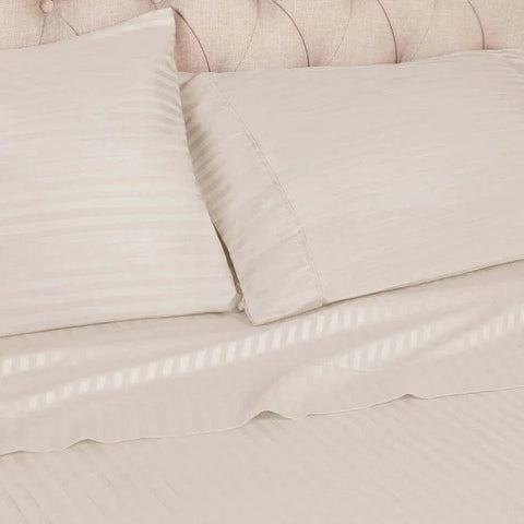 100% Egyptian Cotton 300 Thread Count Stripe Bed Pillowcase Set