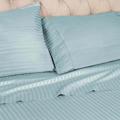 100% Egyptian Cotton 300 Thread Count Stripe Bed Pillowcase Set