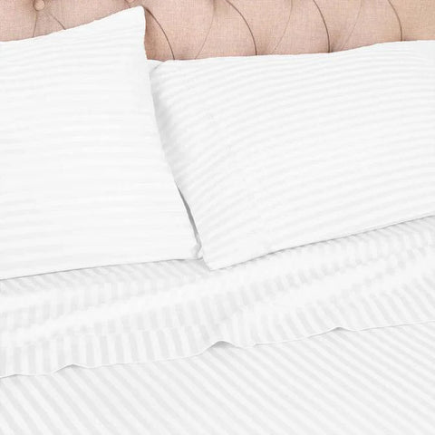 100% Egyptian Cotton 300 Thread Count Stripe Bed Pillowcase Set