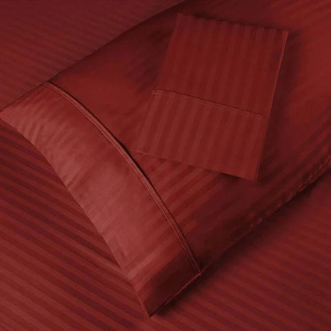 100% Egyptian Cotton 300 Thread Count Stripe Bed Pillowcase Set