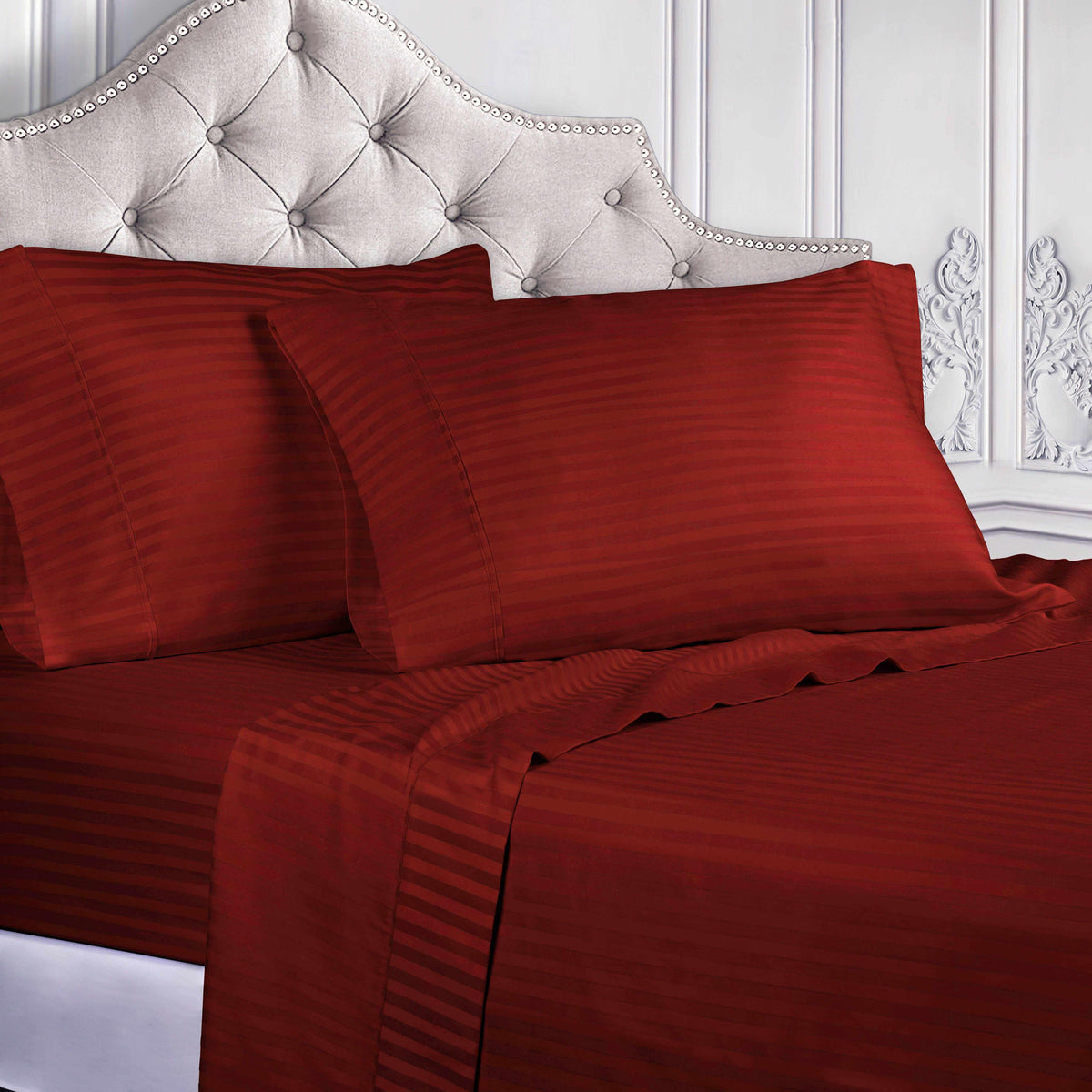 Egyptian Cotton 300 Thread Count Striped Deep Pocket Sheet Set