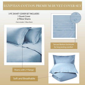 Egyptian Cotton 650 Thread Count Modern Solid Duvet Cover Set