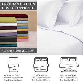 Egyptian Cotton 650 Thread Count Modern Solid Duvet Cover Set
