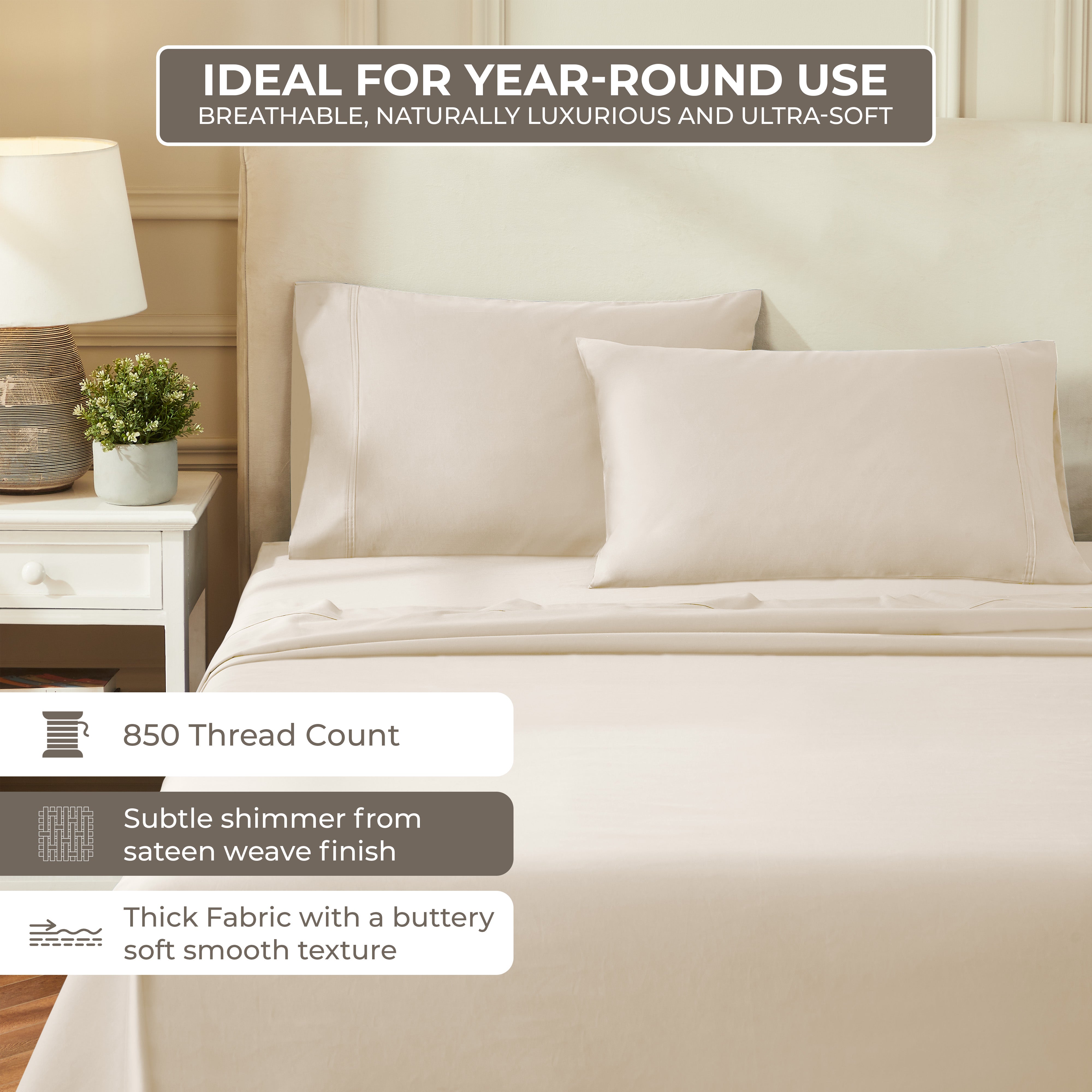 Egyptian Cotton 850 Thread Count Solid Deep Pocket Bed Sheet Set