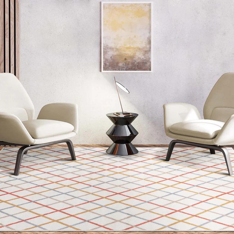 Ellis Diamond Trellis Indoor Area Rugs Or Runner Rug Bone