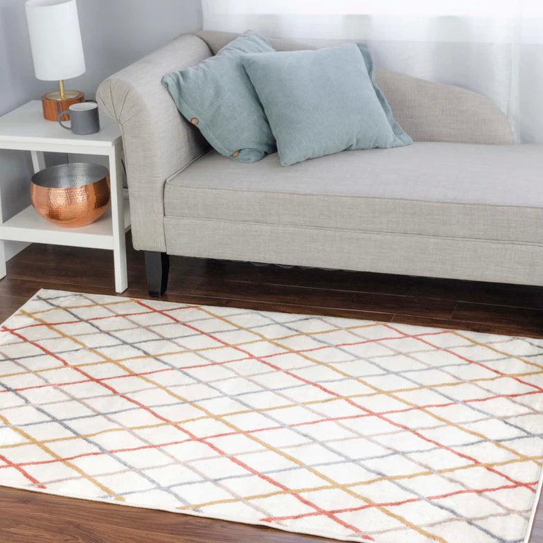 Ellis Diamond Trellis Indoor Area Rugs Or Runner Rug Bone