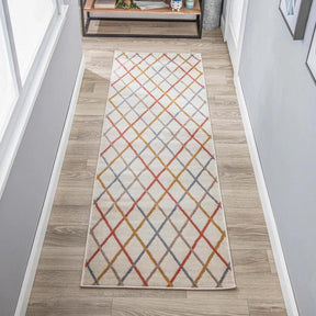 Ellis Diamond Trellis Indoor Area Rugs Or Runner Rug Bone
