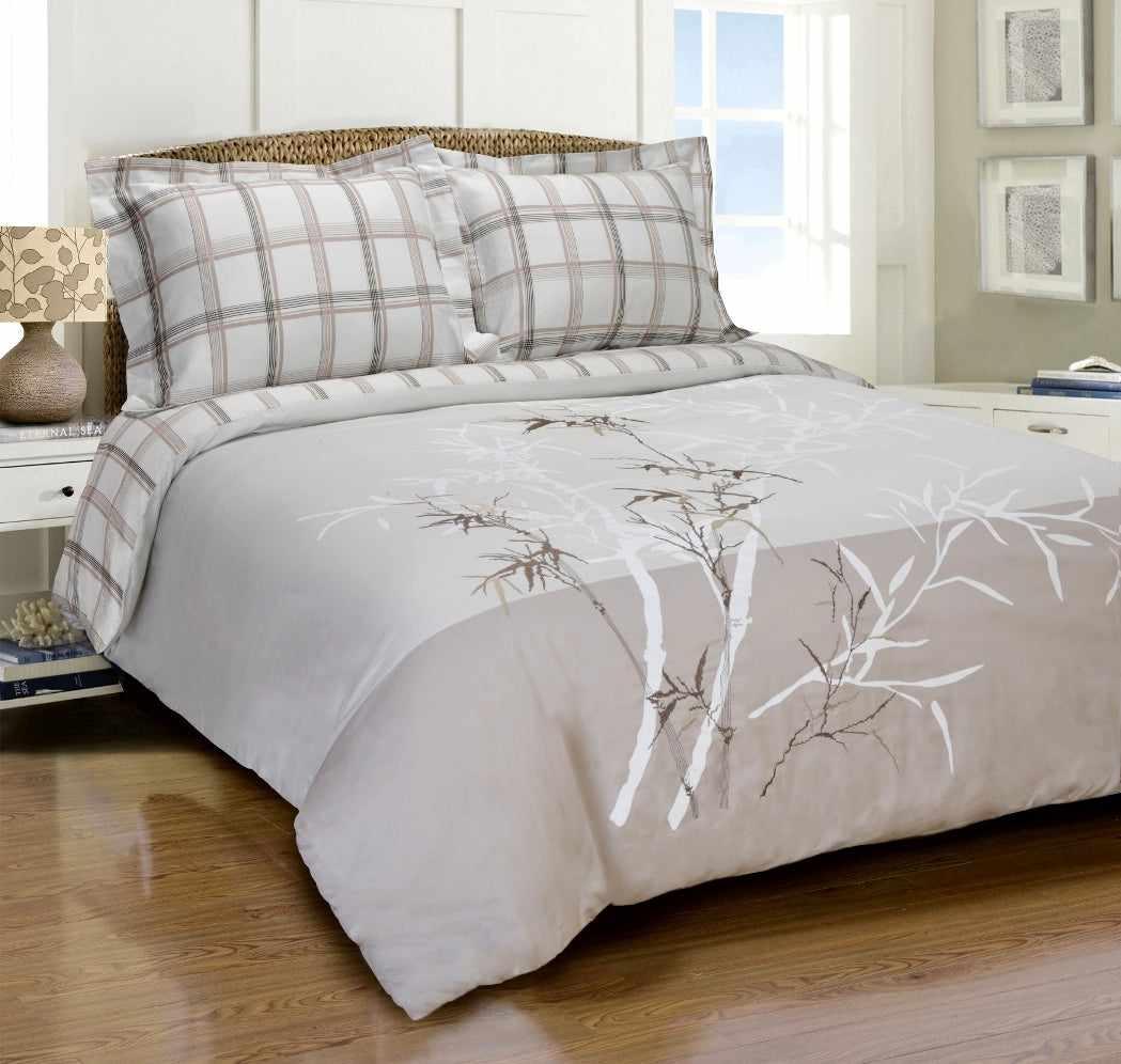 Elmwood Embroidered Reversible Cotton Duvet Cover Set