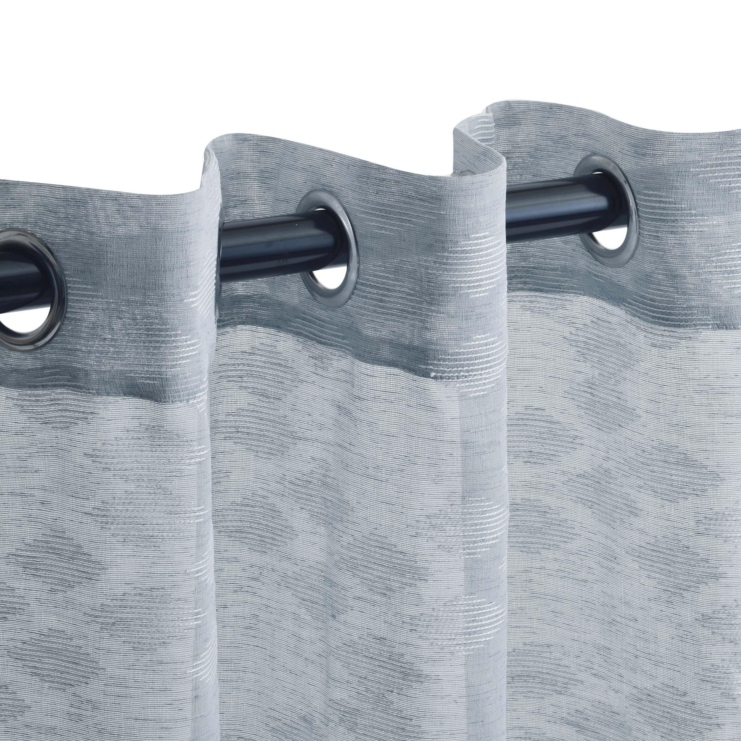 Embroidered Argyle Sheer 2-Piece Grommet Curtain Panel Set