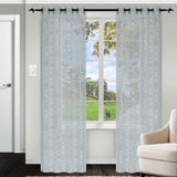 Embroidered Argyle Sheer 2-Piece Grommet Curtain Panel Set