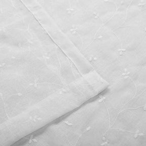 Embroidered Delicate Flower Sheer Grommet Curtain Panel Set