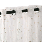 Embroidered Delicate Flower Sheer Grommet Curtain Panel Set