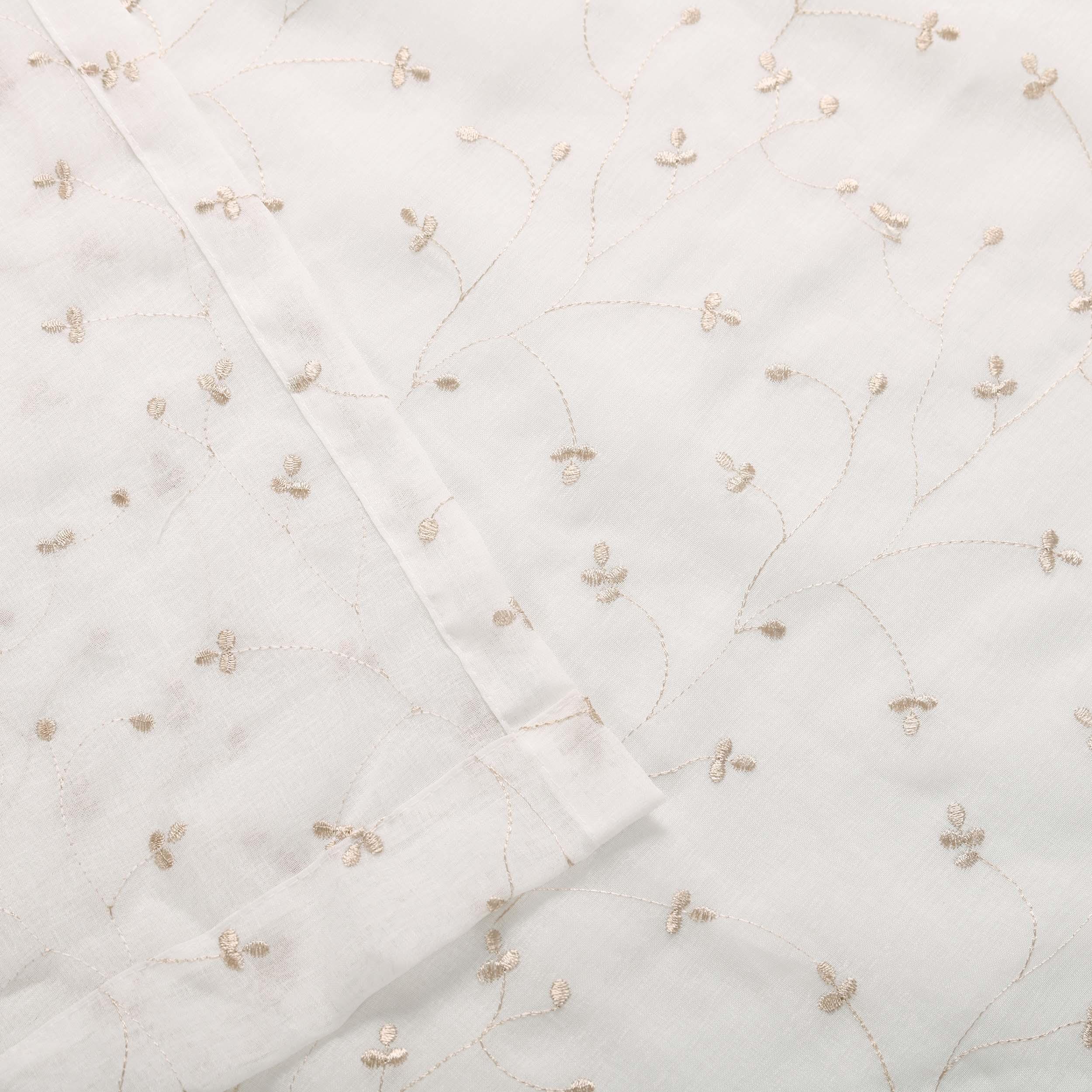 Embroidered Delicate Flower Sheer Grommet Curtain Panel Set